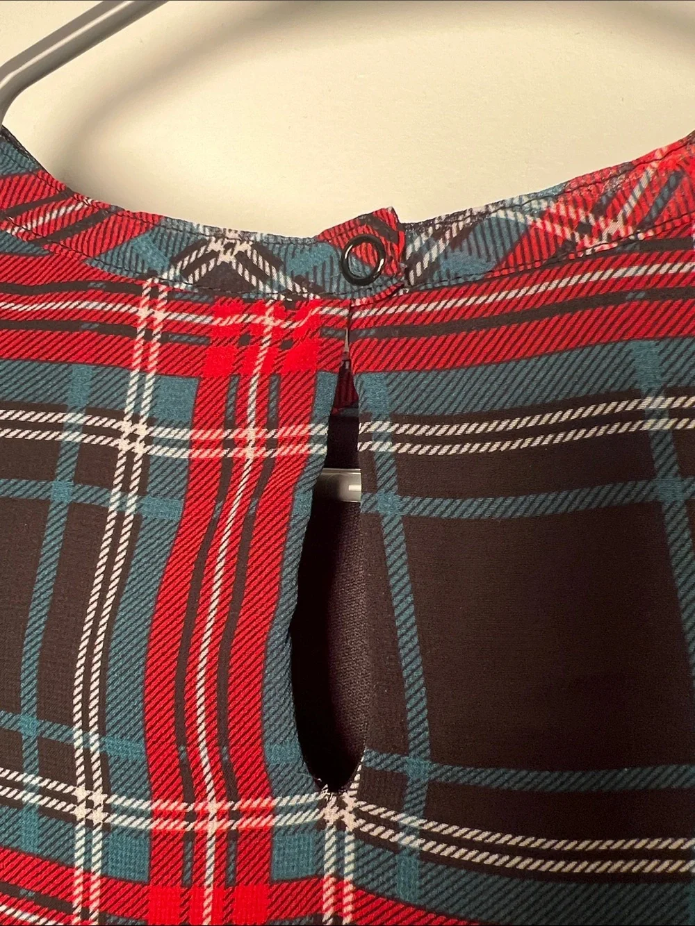 Draper James girls-XS Holliday Red and Black Plaid Tiered Long Sleeve dress.